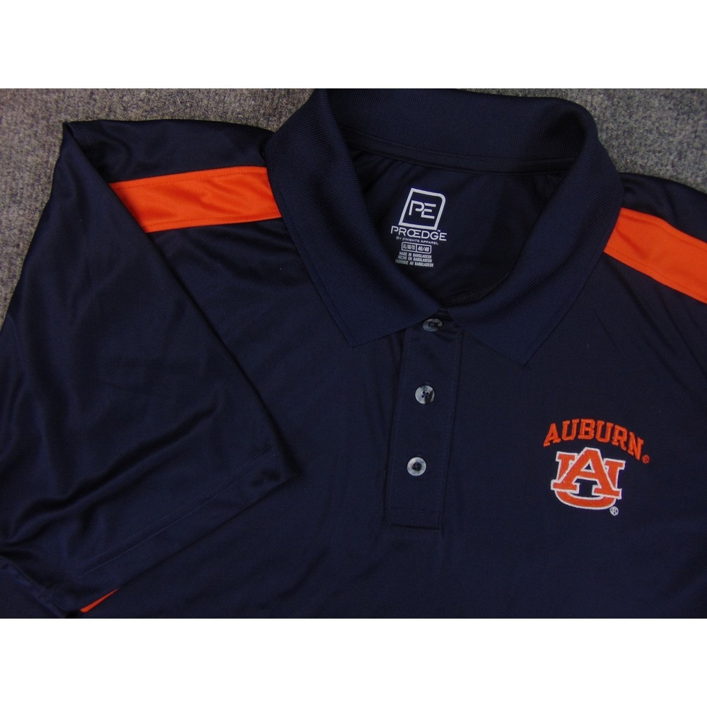 Auburn Tigers‎ Polo Shirt Mens XL Navy Blue Orange Knit Short Sleeve Cotton SEC